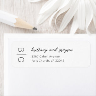 Monogram Modern Simple Wedding Return Address Labe