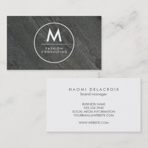 Monogram Modern Slate Rock   Sleek  Business Card