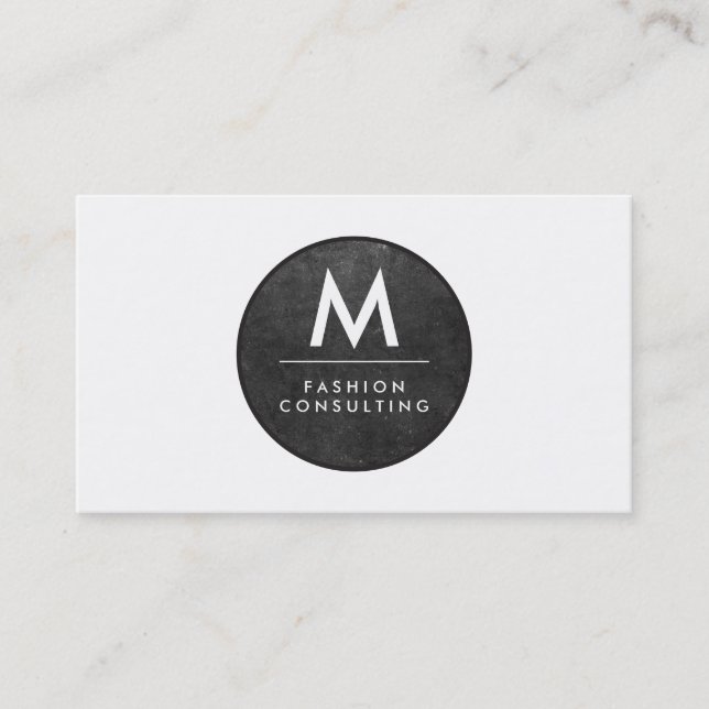 Monogram Modern Slate Texture Business Card (Front)