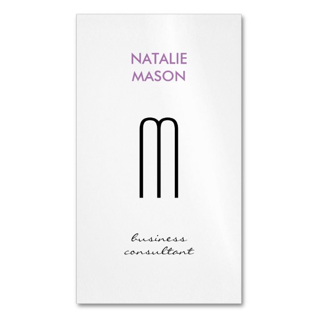Monogram Modern Sleek and Slim 2 Magnetic Business Card (Front Vertical)