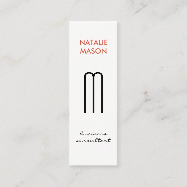 Monogram Modern Sleek and Slim 2 Mini Business Card (Front)