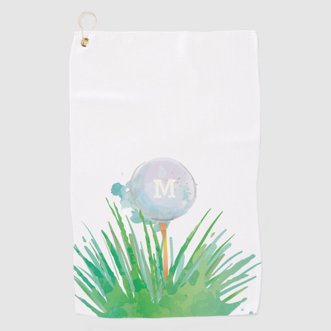 Monogram. Modern Sport.  Golf Ball In Watercolor. Towel (Front)