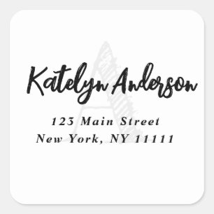 Monogram Modern Square Return Address Label