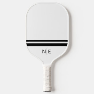 Monogram Modern Stripes Black White Pickleball Paddle