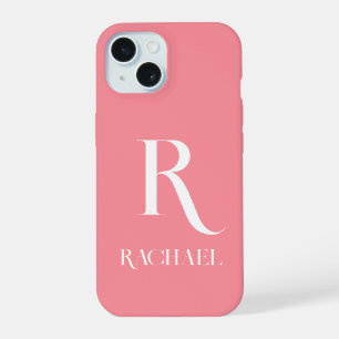 Monogram Modern Stylish Pink iPhone 15 Case