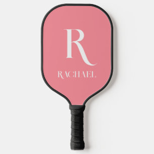 Monogram Modern Stylish Pink Pickleball Paddle