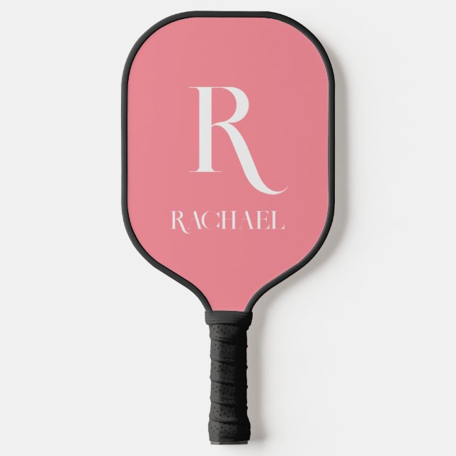 Monogram Modern Stylish Pink Pickleball Paddle (Front)