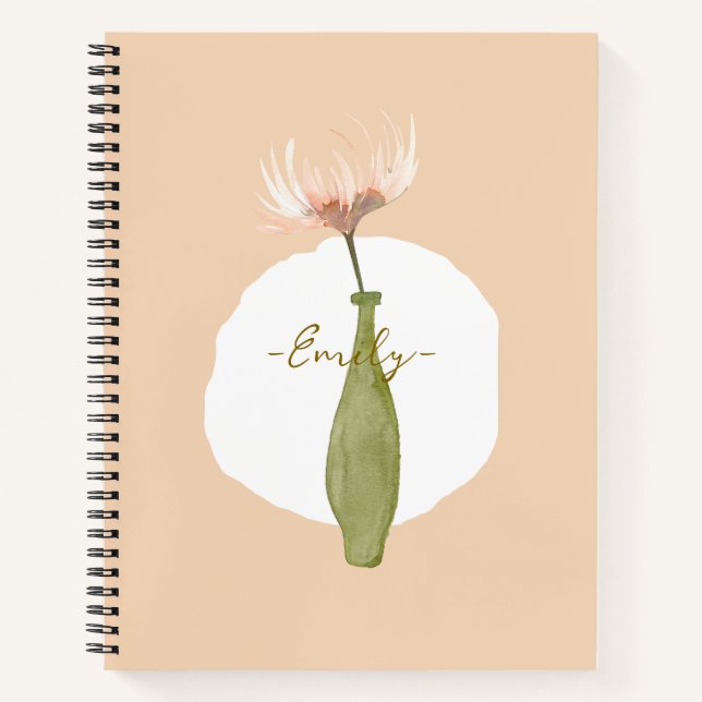 Monogram modern sweet background watercolor floral notebook (Front)