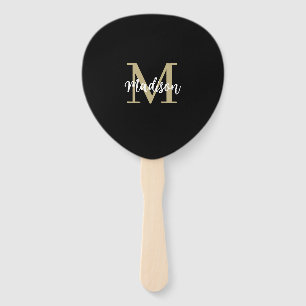 Monogram Modern Tan Black Sand Hand Fan
