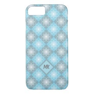 Monogram Modern Teal & Grey Diamond Pattern Case-Mate iPhone Case