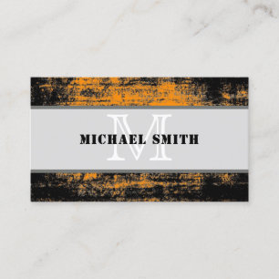 Monogram Modern Vintage Black Yellow Background Business Card