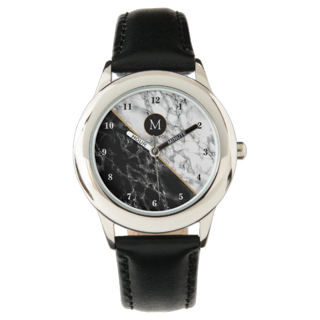 Monogram Modern Watch Black White Marble (Front)