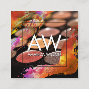 Monogram Modern Watercolor Makeup Palette Square Business Card