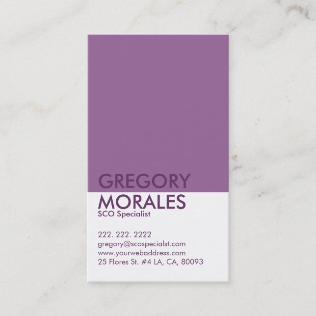 Monogram Modern White & Purple SEO Specialist Business Card (Front)