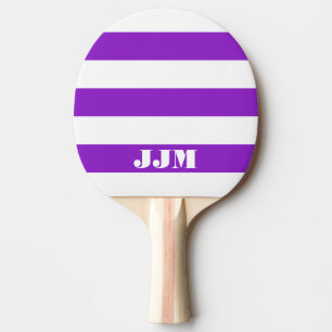 Monogram Modern White, Purple Stripe Ping Pong Paddle