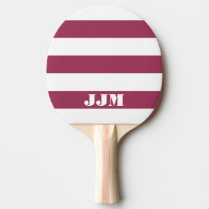 Monogram Modern White, Sangria Pink Stripe Ping Pong Paddle