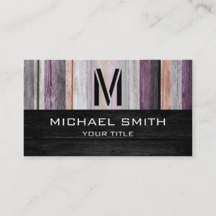 Monogram Modern Wood Look Business Card