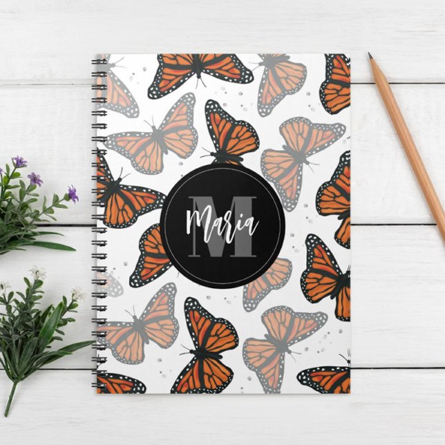 Monogram Monarch Butterflies Custom  Notebook (Creator Uploaded)