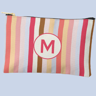 Monogram Monogram Modern Pastel Candy Stripe Accessory Pouch