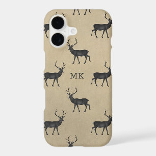 Monogram Monogrammed Deer Stag Rustic Pattern