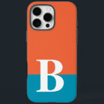 Monogram Monogrammed Simple Modern Orange Blue iPhone 16 Pro Max Case<br><div class="desc">Monogram Monogrammed Simple Modern Orange Blue Phone 16 Pro Max Case features your custom personalised initial on an orange and blue colorblock background. Personalise by editing the text in the text box provided. Font and font colour can be changed by personalising. Perfect as a gift for him or her for...</div>