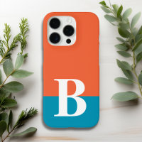 Monogram Monogrammed Simple Modern Orange Blue