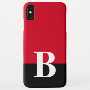 Monogram Monogrammed Simple Modern Red Black Case-Mate iPhone Case