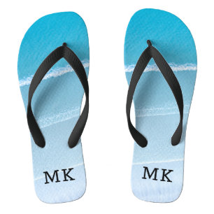 Monogram Monogrammed Waves Tropical Beach Vibes Jandals