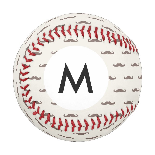 Monogram Moustache hipster pattern 3 Baseball (Front Left)