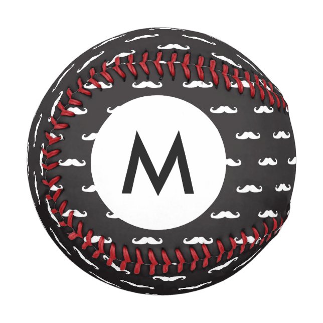 Monogram Moustache hipster pattern Baseball (Front Left)