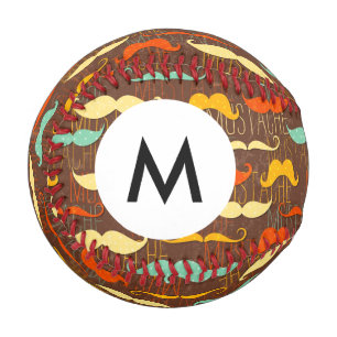 Monogram Moustache pattern Baseball