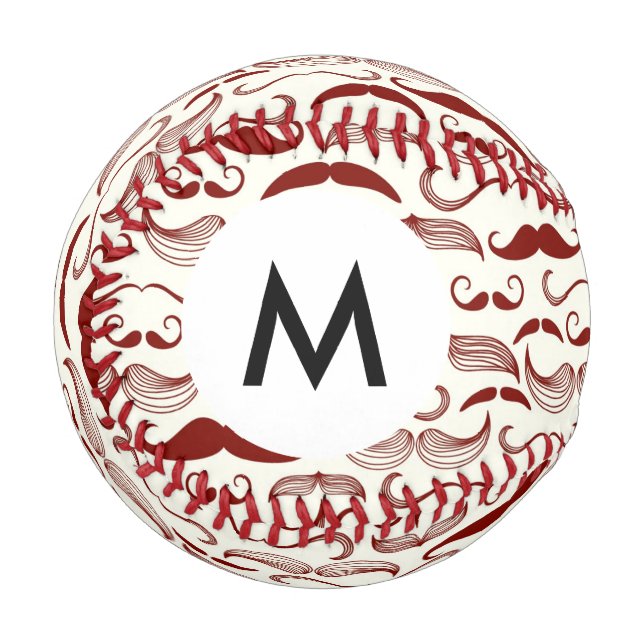Monogram Moustache pattern, retro style 3 Baseball (Front Left)