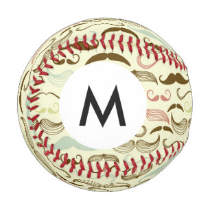 Monogram Moustache pattern, retro style 4 Baseball