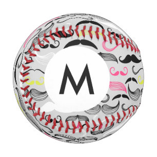 Monogram Moustache pattern, retro style Baseball