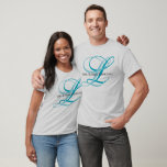 Monogram Mr. & Mrs. Shirt<br><div class="desc">Created for his and hers couple, this short sleeve, cotton crew neck shirt is shown in the ash grey colour with large two-tone double sample initials. You can customise this shirt to your liking, by clicking on customise button, look to right and find appropriate boxes. Choose your initials, shirt colour...</div>