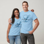 Monogram Mr. & Mrs. Shirt<br><div class="desc">Created for his and hers couple, this short sleeve, cotton crew neck shirt is shown in the light blue colour with large two-tone double sample initials. You can customise this shirt to your liking, by clicking on customise button, look to right and find appropriate boxes. Choose your initials, shirt colour...</div>