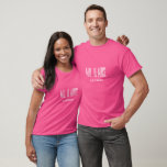 Monogram Mr. & Mrs. Shirt<br><div class="desc">Created for his and hers couple, this short sleeve, cotton crew neck shirt is shown in the wow pink colour with a sample last name, so you can customise this shirt to your liking, by clicking on customise button, look to right and find the appropriate boxes and change the sample...</div>