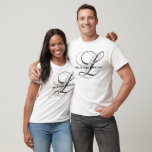 Monogram Mr. & Mrs. Shirt<br><div class="desc">Created for his and hers couple, this short sleeve, cotton crew neck shirt is shown in the white colour with large two-tone double sample initials. You can customise this shirt to your liking, by clicking on customise button, look to right and find appropriate boxes. Choose your initials, shirt colour etc....</div>
