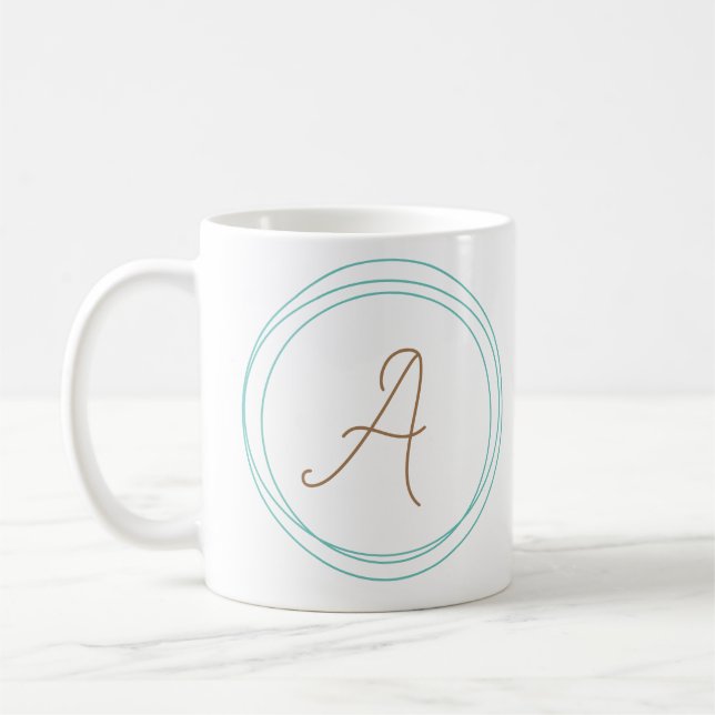 Monogram Mug in Teal/Gold (Left)