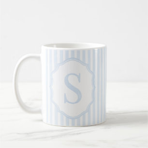 Monogram Mug Letter S, Blue Striped