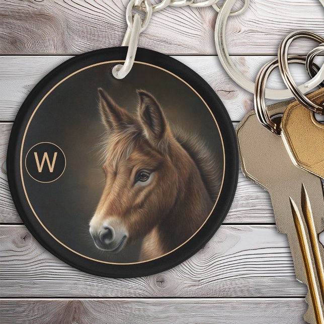 Monogram Mule Equine Portrait Template Key Ring (Monogram Mule Equine Portrait Template Keychain)