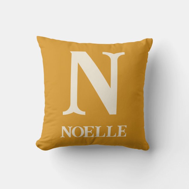Monogram Mustard Yellow Boho Safari Nursery Cushion (Front)