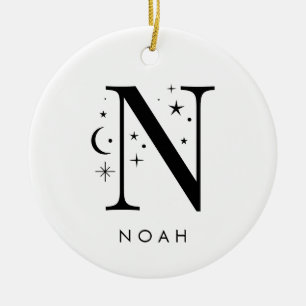 Monogram N Celestial Name Ceramic Tree Decoration