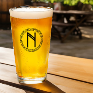 Monogram N -Fun Norse Viking Rune Style Pint Glass