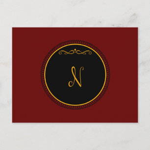 Monogram 'N' gold on black Postcard