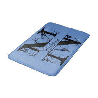 Monogram N Initial Bath, Kitchen Mat Choose Colour