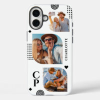 Monogram Name 3 Photo Collage Trendy Modern