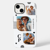 Monogram Name 3 Photo Collage Trendy Modern