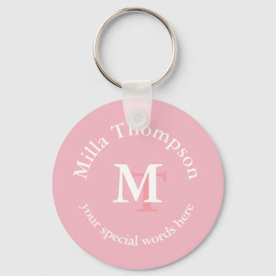 monogram . name and initials . her custom pink key ring