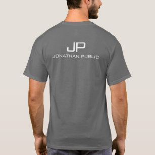 Monogram Name Back Side Print Mens Dark Grey T-Shirt